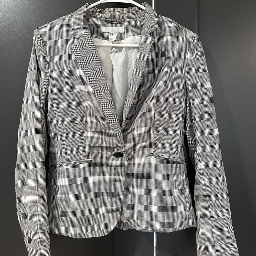 Gray plaid blazer